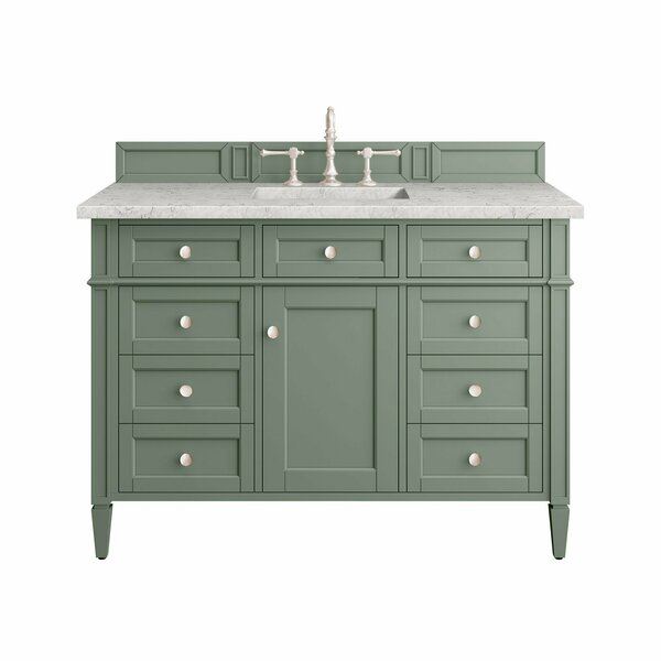 James Martin Vanities Brittany 48in Single Vanity, Smokey Celadon w/ 3 CM Eternal Jasmine Pearl Top 650-V48-SC-3EJP